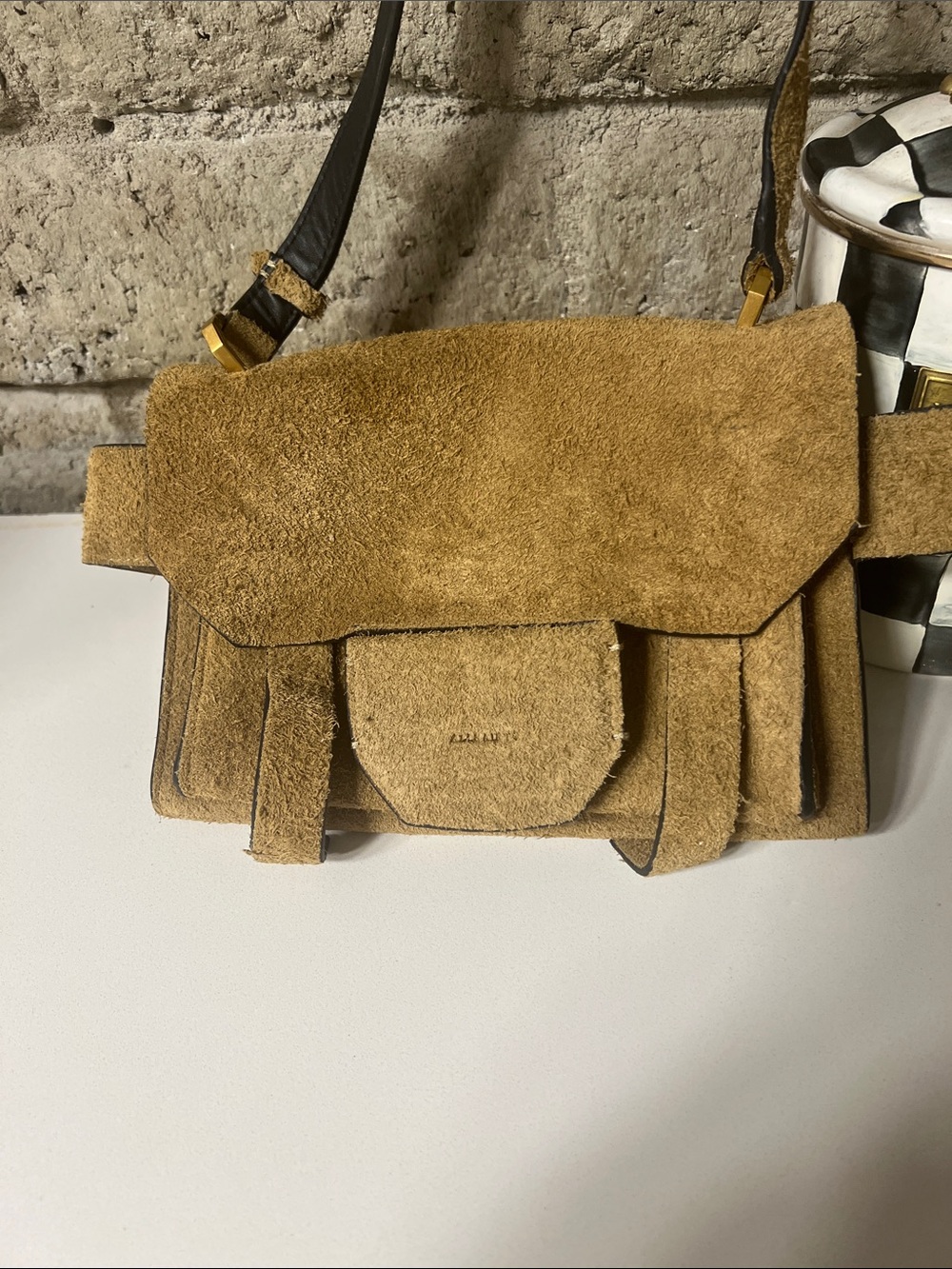AllSaints Tan Suede 'Ursa' Shoulder Bag - Picture 9 of 10